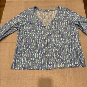 J. Jill Blue and Green Button Down Shirt